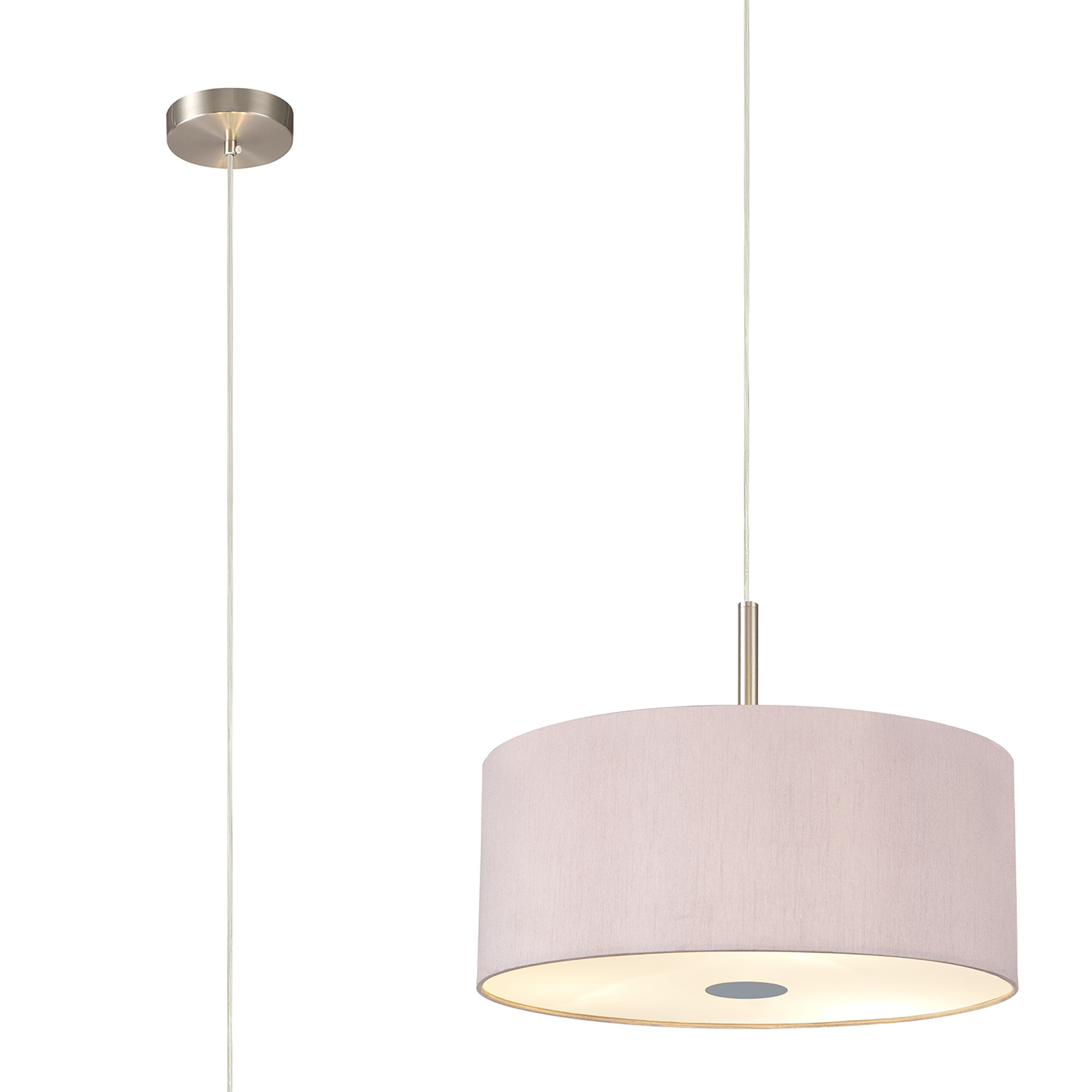 Baymont 40x18cm 3 Light Pendant Satin Nickel, Taupe/Halo Gold, Frosted Diffuser